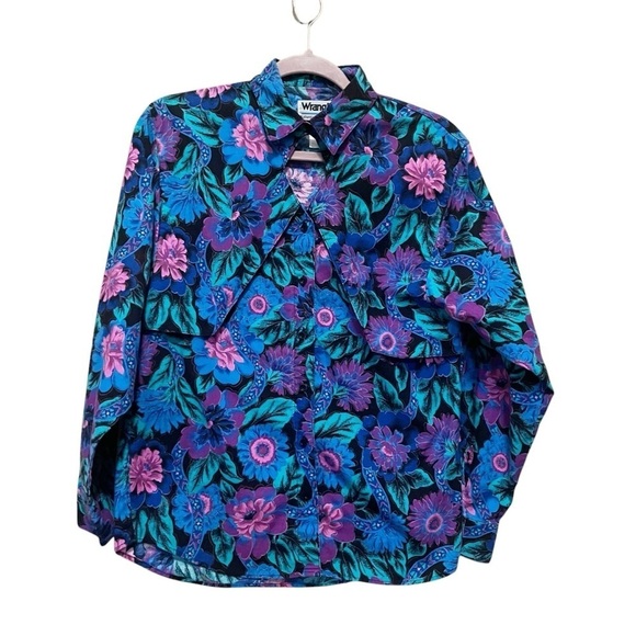Vintage 90s Wrangler Women’s Retro Long Sleeve Button Down Blouse Floral Size M - Picture 10 of 10